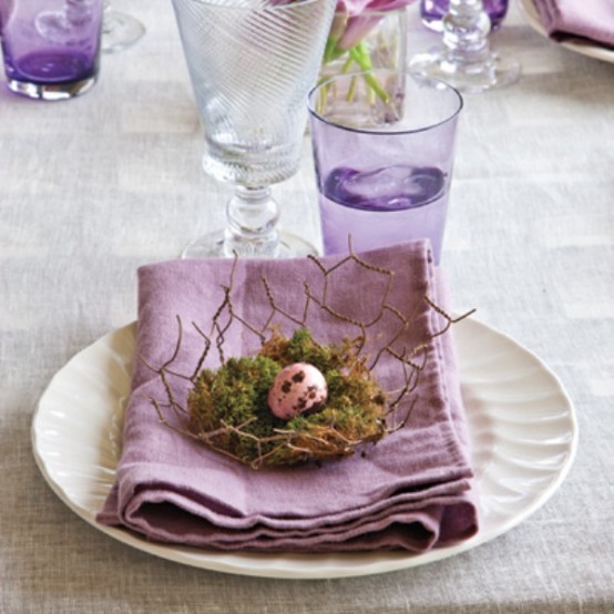 serviette de table déco violette