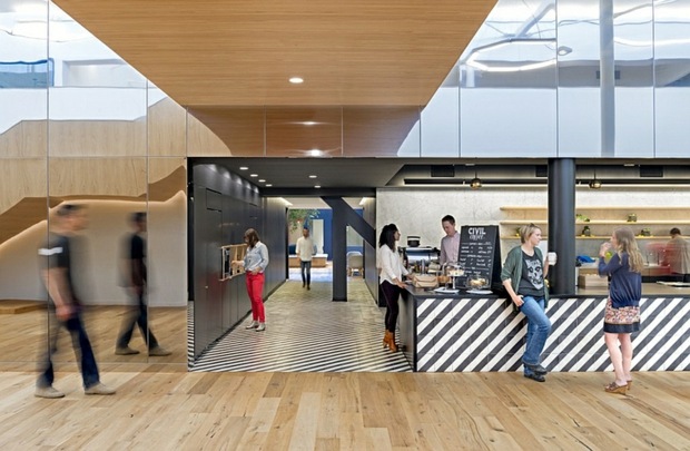 siège social profite d'un café design contemporain