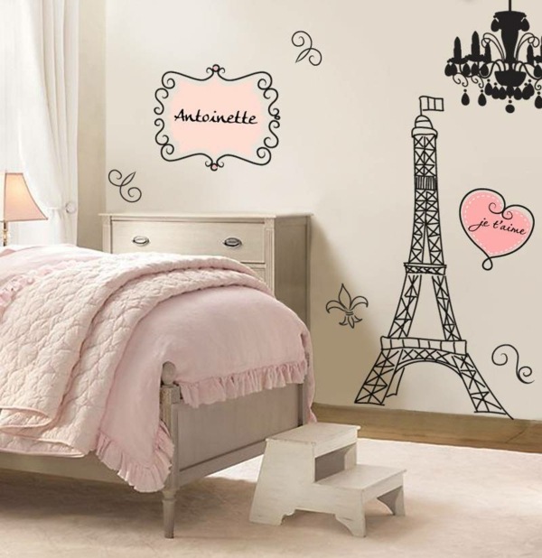 Stickers chambre fille personnalisables  français prénom déco mur