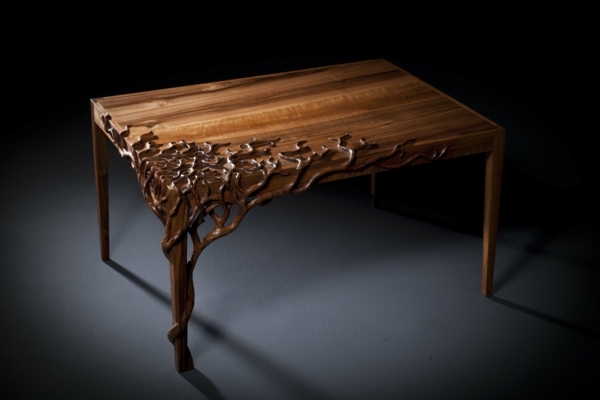 superbe table sculptueur bois Jocelyn Bellue