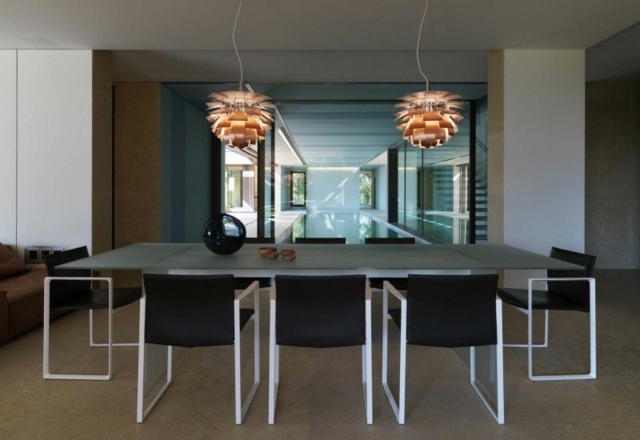 table à manger chaises luminaires de design