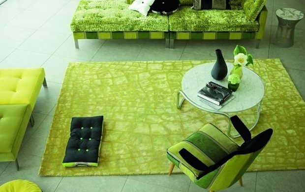 tapis moderne vert pomme assorti au décor