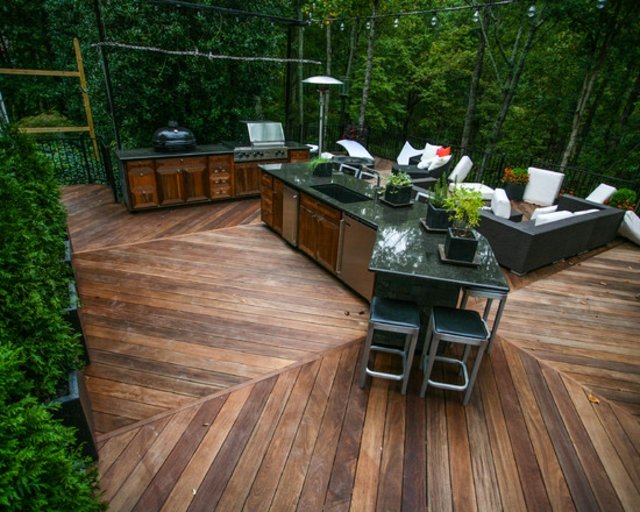 terrasse bois cuisine extérieure