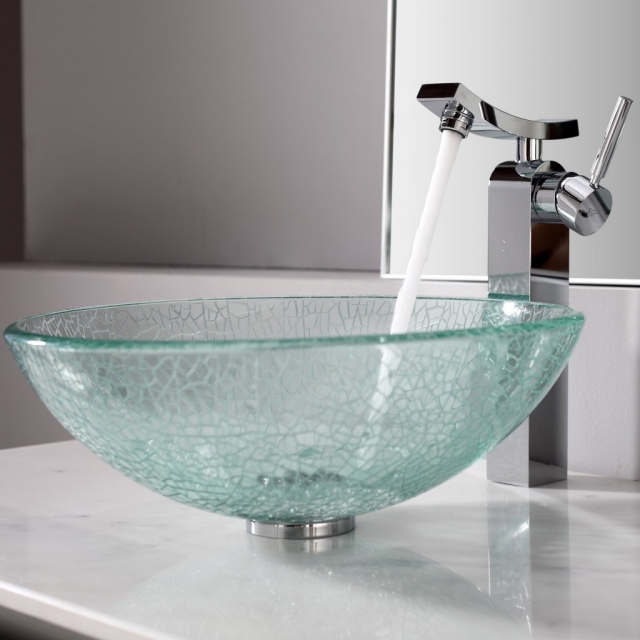 vasque salle de bain à poser ronde-aspect-verre-craquelé
